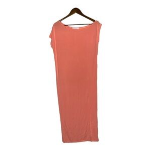 Six Fifty Slit Front Midi Dress Cap‎ Sleeves Orange Crewneck Women XS Summer